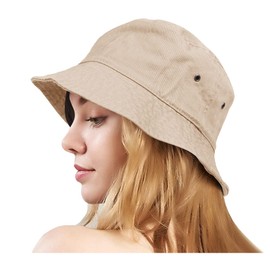 Unisex Bucket Small Brim Summer Beach UV Protective Packable Travel Hat (Camel, Small/Medium)