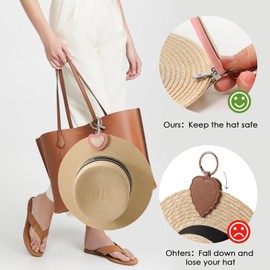 KINIVA 2 Pack Hat Clips for Travel,Leather Hat Holder for Bag Purse,Travel & Beach Essentials Pink