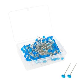Tsnamay 100Pcs Transparent Blue Sewing Pins, 38mm/1.5Inch Acrylic Diamond Head Pins Crystal Head Corsage Pins for Dressmaking Jewelry Components Flower Decoration