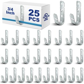 Gisafai 25 Pcs Cable Support J-Hook, Garage Hooks for Hanging, Heavy Duty Metal Network J-Hook for Cable and Wire Management Wall Mount J Utility, G60 Galvanized Steel(3/4 Inch,Silver)