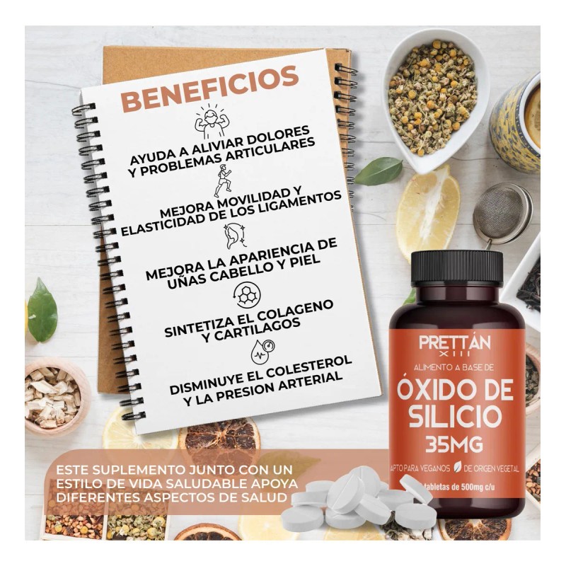 Suplemento Oxido De Silicio Prettan 60 Capsulas 500mg Sin Sabor
