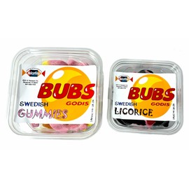 Bubs Godis Swedish candy Mix Sweet and Sour Gummies 16oz and Mix Salty Licorice 8 oz (total 24oz)
