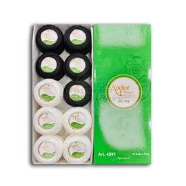 10 Anchor Pearl Cotton Balls Anchor Crochet Cotton Embroidery Thread Balls Size 8 (85 Meters Each) (5 White 5 Black)