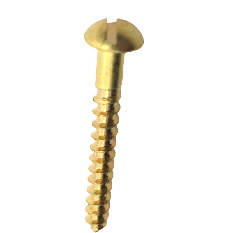 M3 x 25mm Brass Wood Slotted Screws Round Raised Head