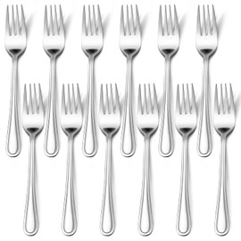 Dinner Forks Set of 12, E-far 7.9 Inch Stainless Steel Forks for Home, Kitchen or Restaurant, Non-toxic & Mirror Polished, Easy to Clean & Dishwasher Safe