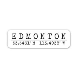 Squiddy Edmonton Canada - City Coordinates Travel Luggage Vinyl Sticker Decal (7" Wide)