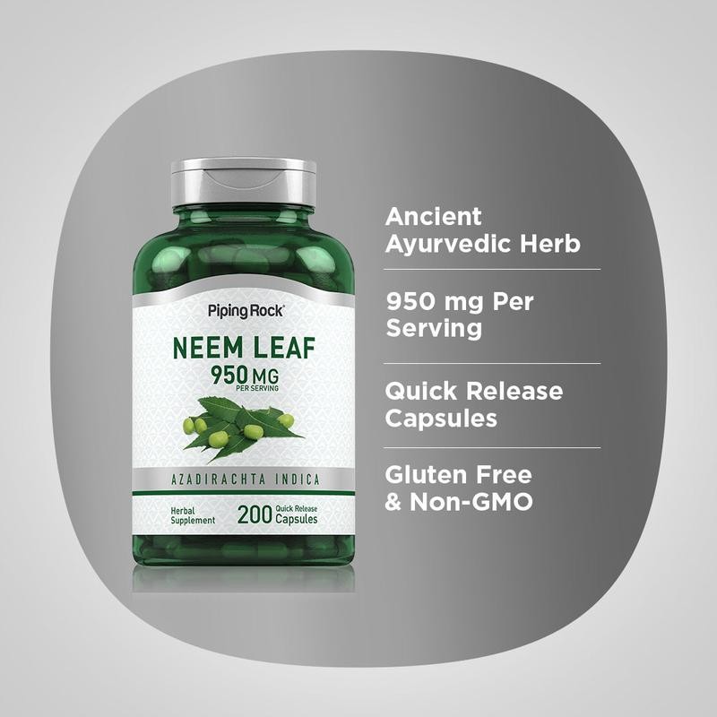 Neem Leaf, 950 mg (per serving), 200 Quick Release Capsules