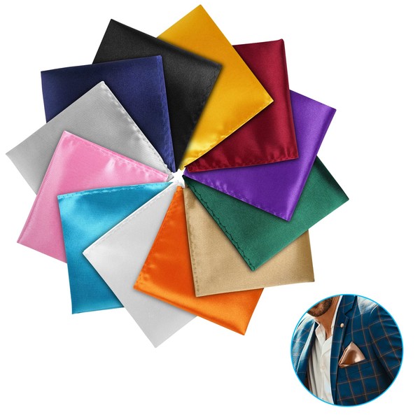 URAQT Men's Pocket Square, Pack of 12 Fabric Handkerchiefs, Small