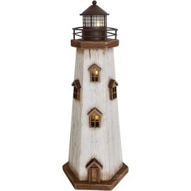 Eview Wood Lighthouse Decor with Light Decorative Beach Lighthouse Rustic Ocean Sea ST