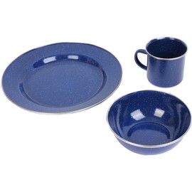 Epic Militaria Heavy Duty Enamel Camping Tableware Set (Blue, 1 Set)