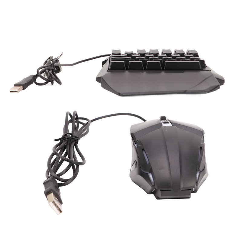 One Handed Keyboard Mouse Set Wired 35 Keys RGB Backlight