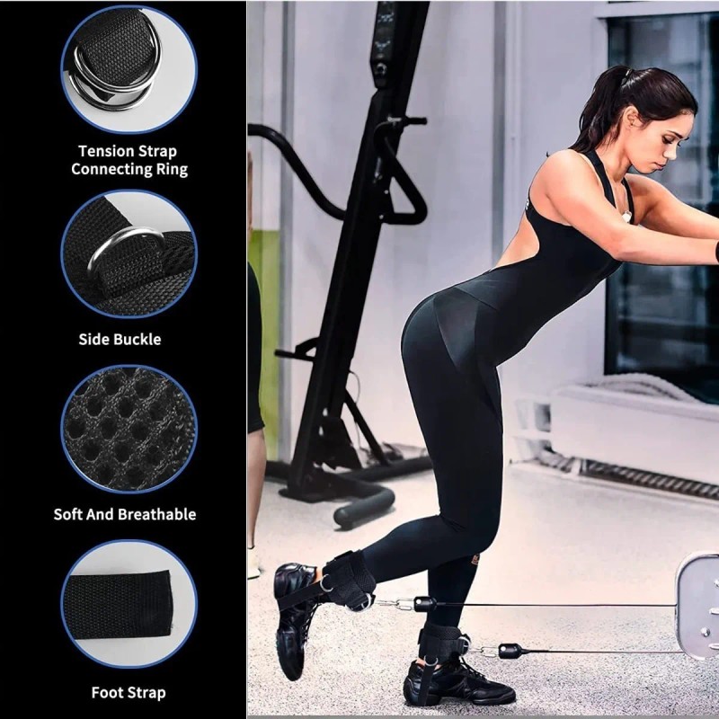 Par Grilletes Para Tobillo Con Talonera Gym Abductor Gluteo