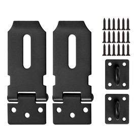 3 Inch Door Hasp Latch Lock,2 Pcs Padlock Hasp Clasp with 16 Screws,304 Stainless Steel Safety Clasp Hasp Lock Latch Set,Gate Lock Hasp for Doors Cabinets Closets (Matte Black)