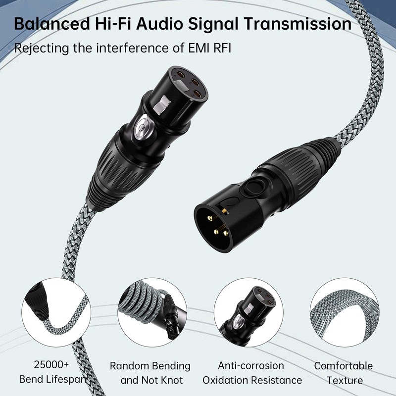 huaham XLR Cable 4 Pack 5 m Microphone Cable Nylon