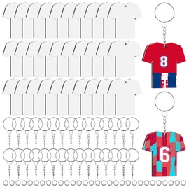 JMZYJZH 90 Pcs Sublimation Keychain Blanks, Acrylic Sublimation Key Chains Blank Bulk, Shirt Shape Sublimation Keychains for DIY Keychain Crafting