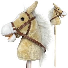 Nature Bound Stick Horse | Plush Handcrafted Hobby Horse Provides Fun Pretend Play for Toddlers & Preschoolers | Plus Neighing & Clip-Clop Sounds - Color: Palomino