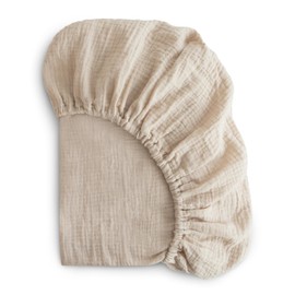 mushie Extra Soft Muslin Fitted Crib Sheet | 192 Thread Count | 28"x 52" (Fog)