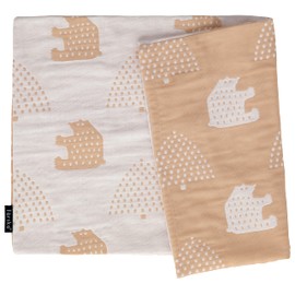 farska FLAGSHIP LINE 746247 Triple Gauze Toddler Pillow Cover (Molino Bear_Tea Brown)