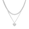 AREUM Necklace, Heart, Double Chain, High Visibility, Stainless Steel, Stackable,