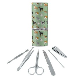 Plenty of Dogs Pattern Stainless Steel Manicure Pedicure Grooming Beauty Care Travel Kit