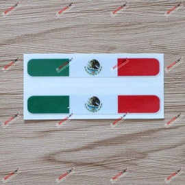 Mexico Mexican Flag Stripes Decal Sticker Vinyl - 2 Pack Reflective, 6 Inches - for Car Boat Laptop
