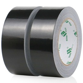 2 Pack Duct Tape Heavy Duty,9 Mil Thickness,1.5 Inches x 30 Yards,Strong Industrial Strength,Flexible,No Residue,Waterproof and Tear by Hand,Multi-Use for Indoor & Outdoor Repairs(Black) (Black)