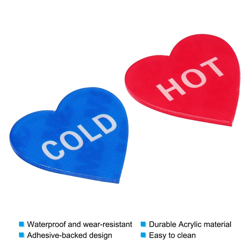 PATIKIL 4 Pairs / 8 Pieces Self Stick Hot/Cold Water