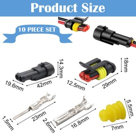 Car Electrical Connector, 10 Kit 2 Pin Wire Connectors, 1.5mm Series Terminal Connector, for Car, Truck, Boat and Other Wire Connections