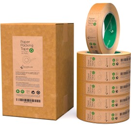Pandabode Paper Packing Tape 24mm x 50m Strong, Sticky, Recyclable Brown Kraft Paper | 1/3/6/12 Eco Essentials for Parcel Packaging, Moving and Multi-use | 50 Metre Rolls (6)