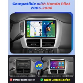 2+64G Hikity Android Car Stereo for Honda Pilot 2006-2008, 9 Inch Touchscreen Radio with Wireless Carplay, Android Auto, WiFi, GPS Navigation, Bluetooth, DSP, FM RDS, EQ + Backup Camrea