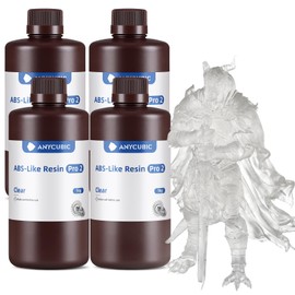 ANYCUBIC ABS-Like Resin Pro 2 Bundle, Upgraded 8K 3D Printer Resin with Enhanced Strength and Toughness, Wide Compatibility for All LCD Resin 3D Printers (4Packs*1kg Clear, 4kg in Total)
