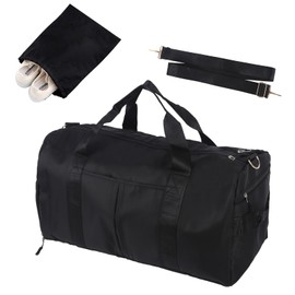 Sports Gym Bag Duffle Bag Travel Bags with Shoes Compartment and Wet Pocket Large Capacity Portable Lightweight Waterproof Overnight Bag Cabin Bag Swimming Bag for Men Women (Black)