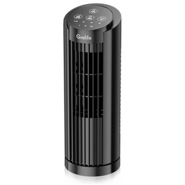 Grelife Tower Fan, 13" Electronic Model with Remote Control, 28dB Quiet Operation, 90° Wide Oscillation, 3 Speeds, 7.5H Timer, LED Display, Bladeless Safe Design for Bedroom Office Home Dorm and Desk
