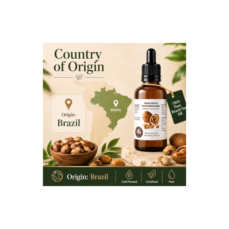 Best Nature's Cosmetics Aceite Virgen Orgánico de Nuez de Brasil