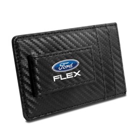 iPick Image Ford Flex Carbon Fiber Style Minimalist Leather Slim Wallet RFID Block with Money Clip