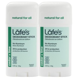 Lafe's Natural Deodorant | 2.25oz Aluminum Free Natural Deodorant Stick for Women & Men | Paraben Free & Baking Soda Free with 24-Hour Protection (Cedar & Lime, 2.25 Ounce (2-Pack))