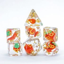 Sage's Portal Familiars and Reagents Resin DND Dice Set Polyhedral Dice Set for Dungeons and Dragons RPG Tabletop TTRPG (Magic Strawberries)