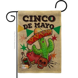 Ornament Collection Cinco de Mayo El Burlap Garden Flag Summer Party Cactus Pinata Sombrero Mexican Fiesta Outdoor Small Decorative Gift Yard House Banner Double-Sided Made in USA 13 X 18.5