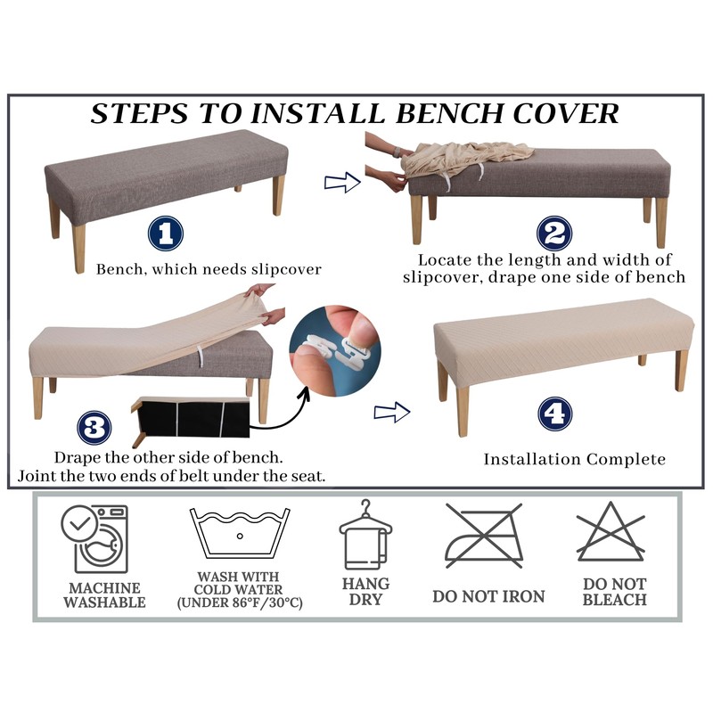 SPRINGRICO Stretch Dining Bench Cover, Removable Bench Slipcover Washable Bench
