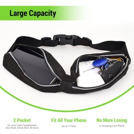 JUMAHE Slim Running Belts for Women Men - Running Phone Holder Fanny Pack for Key, Accessories Fits ALL Cell Phones, Black