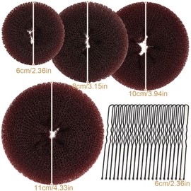 24 Piece Doughnut Hair Donut Maker Set with 4 Pieces Beige Hair Bun Bun 20 Pieces U Shape Hair Clip Hairpin Bun Aid Updo Accessories for Children Girls Women