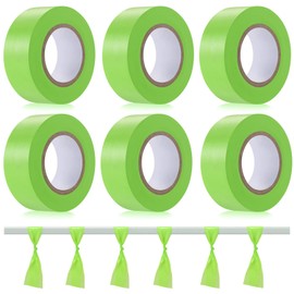 AGUZXTM 6 Pack Flagging Tape,Non-Adhesive Marking Tape Surveyors Tape Neon Marking Tape Non-Adhesive Tape Survey Tape for Boundaries and Hazardous Areas,Trail Marking (Fluorescent Green)