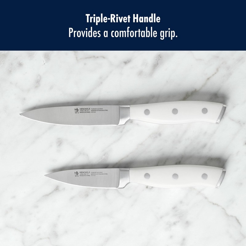 HENCKELS Forged Accent Razor-Sharp 2-pc Paring Knife Set, White Handle,
