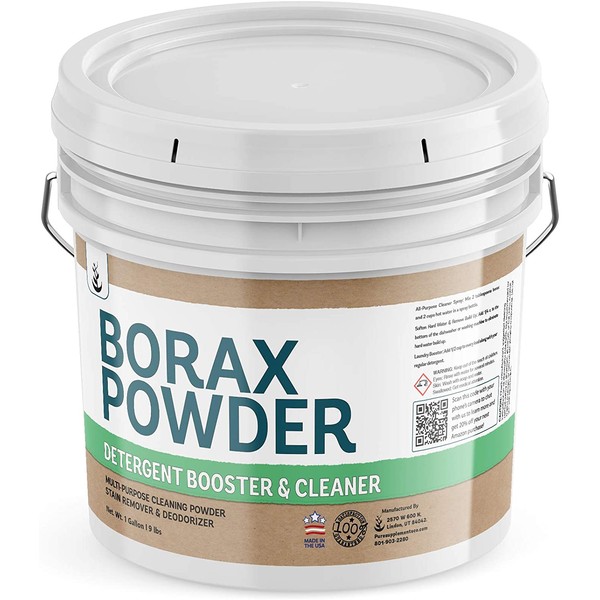 PURE Borax Powder (1 Gallon) Multipurpose Cleaner & Laundry Booster, Deodorizer & Stain Remover, Resealable Bucket