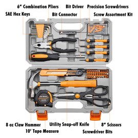 CARTMAN 126-Piece Home Tool Set Kit, Basic Household Hand Tools with Storage Case, Orange