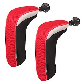 Golf Builder 2pcs/Set Golf Club Hybrid Head Covers Utility UT Cover with Interchangeable Number Tag (Red)