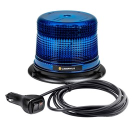 AURA 5" 12V - 24V 12W BLUE LED Beacon Warning Strobe Light [SAE Class 1] Magnet or Permanent Mount Low Dome Round Rooftop Magnetic Flashing Rotating Safety Emergency Lights for Volunteer Firefighter