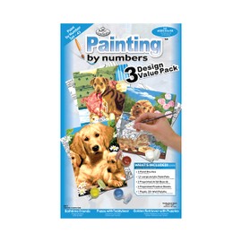Royal & Langnickel - Paint by Numbers Dog Puppies Set of 3 Includes Paints and Brushes for Adults and Children from 8 Years
