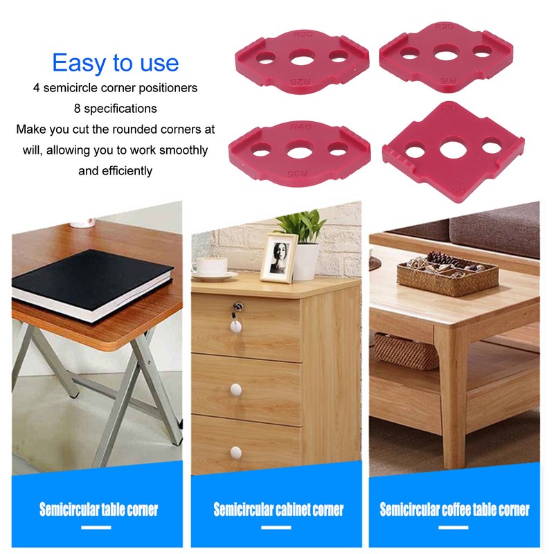 4 Pcs Radius Jig Router Template ABS Wear Resistant Woodworking