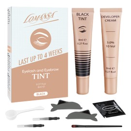 Lomansa Lash Tint Kit Eyelash Tint Natural Black Brow Color Effects Lasts up to 4 Weeks Voluminous Keratin Fast Coloring for Newbies & Pros